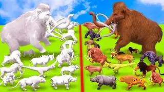 Prehistoric Animals Epic Battle Ice Age Animals Vs Mammoth Albino White Mammals Animal Revolt Battle