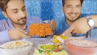SWEET DISHESHS EATING : CUSTARD, RICE KHEER ,PINK ,WHITE KHEER, CRUNCHY LEYS 😋