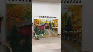🍁 Lost in the colours of Fall foliage&mdash; Red Covered Bridge in Autumn is now available on my website!