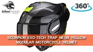 SCORPION EXO Tech Trap Neon Modular Motorcycle helmet 360&deg; 4K Video | Bikerheadz.co.uk
