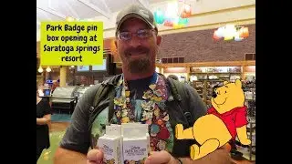 Disney Pin mystery box opening Park Badge TAKE 2!!! **ON location**