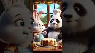 Making of Cake by Panda 🐼 #KidsShorts#FunnyAnimals#AnimatedForKids#CartoonShorts#WholesomeContent