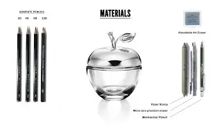 How to draw, shade a realistic glass apple - Pencil drawing technique #Shorts