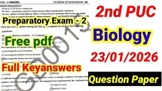 2nd PUC Biology Preparatory Exam 2 Question Paper 2026 Keyanswers kseab 