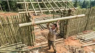 Man Build a Massive Main Gate and a Sturdy Bamboo Fence Around My Farm