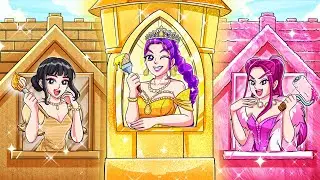 KPOP DEMON HUNTERS in CARDBOARD, GOLDEN & FLUFFY HOUSE! | KPop Demon Hunters Animation