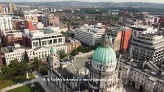 Aerial video of Belfast City Hall Northern Ireland 16 4K & HD