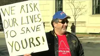 Frontline healthcare workers rally for PPE equipment