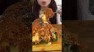 ASMR Giant Cheese Sauce & Meat Floss Roll Cakes #shorts #asmr #cake #viral