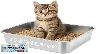 Kotak Pasir Kucing Stainless Steel Kecil 15,8x11,8x4 Kotak Pasir Logam Sisi Rendah