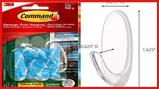 Command Outdoor Medium Window Hooks, Clear, Water Resistant Adhesive, 5 Hooks, 6 Strips