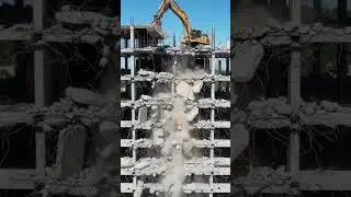 Excavator Triggers Sudden Building Collapse! #abahnyaaisha #BuildingFail #Shorts #Demolition