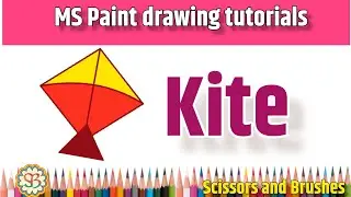 How to draw Kite in MS Paint | Scissors and Brushes easy drawing tutorial