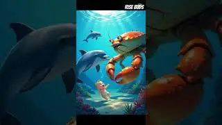 A baby rescued by a Dolphin and encounter with crab, #dolphin #ghostfishing #rescue #animation