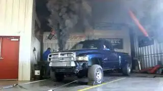 Diesel Truck Smoke Out with Backfire, Cummins Black Smokes Thoroughbred Diesel Shop