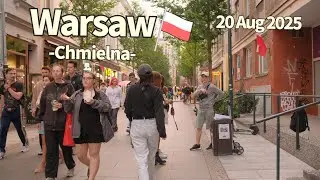 Summer Walk Warsaw Chmielna Poland - 20 August 2025 | Walking Tour