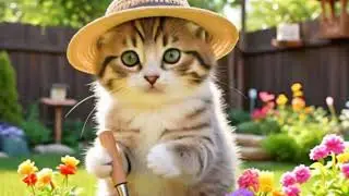 Cat Love with plants ☘️ .cat smelling plants and flower 💐#how #to #make #ai #video