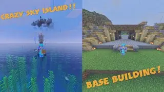 CRAZY sky island FOUND!| Minecraft modded - pirate ship! , creeper house? And base building!