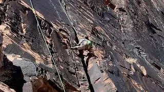 Topless Twins 5.9 Trad Climbing at Pine Creek Red Rock 01/11/2020