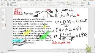 9.2 Testing Two Means (Independent Samples)