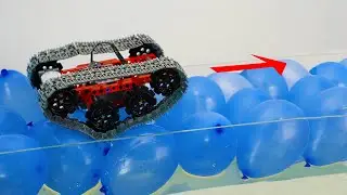 LEGO Tracked Vehicle Balloon Popping Bridge Challenge | Boom Bricks