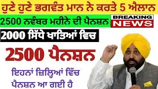 2500 ਅਕਤੂਬਰ ਪੈਨਸ਼ਨ | 2500 pension scheme in punjab 2025 |1000 ਮਹਿਲਾ ਪੈਨਸ਼ਨ ਸਕੀਮ |2500 budhapa pension