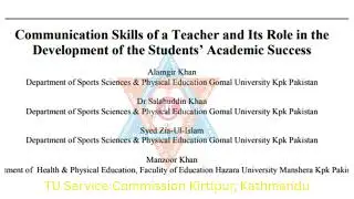 Communication skills of a teacher and its role in the development of the students&rsquo; academic success