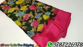 😍Trending Digital Floral Sarees with Contrast Satin Border😍Offer Price 🎊Freeshipping🌹23/9/24#saree