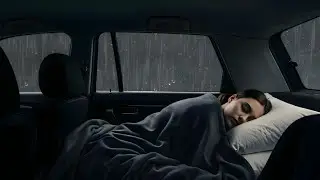Rainy Car Night | Intense Rain & Distant Thunder for Rest