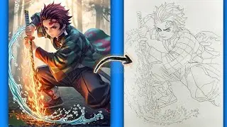 How To Draw Tanjiro Kamado | Tanjiro Outline Drawing Step By Step | Demon Slayer Drawing 
