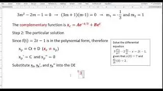 Example 2  Undetermined Coefficients Method 2nd order differential equation