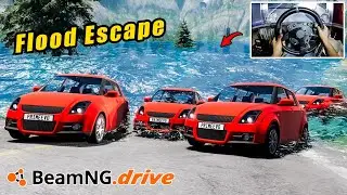 FLOOD ESCAPE Up a Mountain with INDIAN CAR in BeamNG Drive!