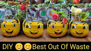 DIY /Eco-friendly Gardening : Create Flower Pots form Plastic Container/ Recycling waste bottles 😊😊