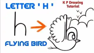 How to Draw FLYING BIRD with letter ' H '