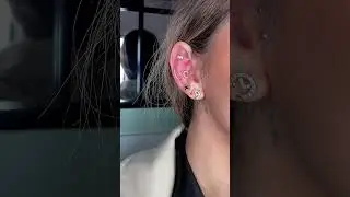 💫 Mid helix piercing with gold upgrade ✨ #piercing