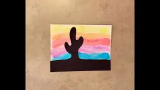 Easy Desert Sunset Silhouette Craft for Kids  Painting & Color Blending