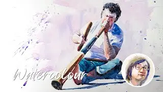 Painting an aboriginal musician (Blak Douglas) with watercolour #watercolour #demonstration