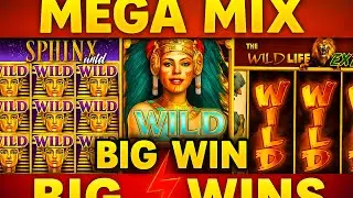 MEGA MIX BIG WIN SLOT IGT SPHINX WILD 90,000  MEDUSA QUEEN OF STONE  SPHINX 330,000  WILD LIFE
