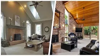 75 Living Space With A Brick Fireplace And A Corner Tv Design Ideas You'll Love 🔴
