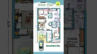 30'&times;45' house plan, 2 bhk with car parking, 30 by 45 house design #houseplan #homedesign #housemap