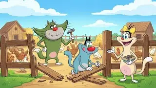 🔨😂 Oggy Fence Fix Turns Into Farmyard Chaos | Funny Oggy 2D Animation