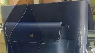 Making Leather Tote bag (blue), #leathercraft, #diyleatherbag, #bagmaking, #howtomakebag