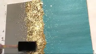 DIY Teal, Gray and Gold Leaf Glitter Canvas Wall Art