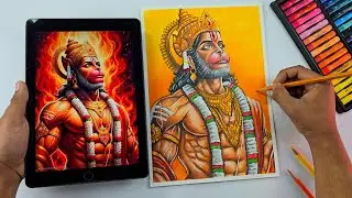 Lord Hanuman Drawing With Colour Pencils, Hanuman Ji Drawing Step By Step (Colouring Tutorial) 🔥 