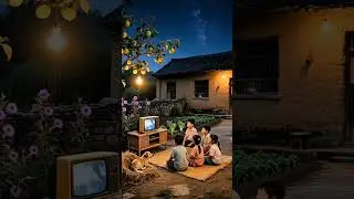 Children Watching TV Under the Stars | Peaceful Village Night Vibes 🌙 | soulofnature2 #villagelife