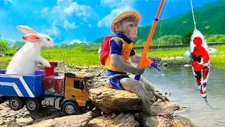 Monkey Baby Bim Bim And Rabbit GO FISHING так смешно и мило