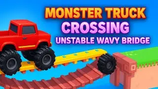 Longest Monster Truck Crossing the Most Unstable Wavy Bridge! 😱🚛🔥 | Gameplay 