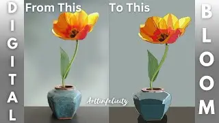 Digital Bloom |  Flower Vase Art in Inkscape   |Polly Art illustrator #digitalart #art #timelapse