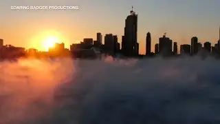 Stunning drone video of the polar vortex in Chicago