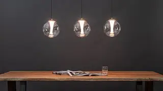 Stijlvolle 3-lichts eettafelhanglamp helder glas met goud | Straluma 08650008